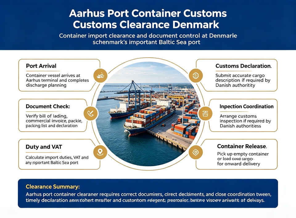 Aarhus port container customs clearance Denmark import from China
