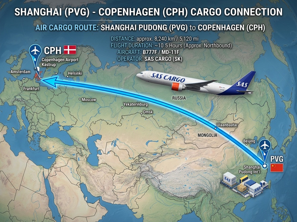 Air Cargo from Shanghai to Copenhagen: Transit Time and Freight Cost