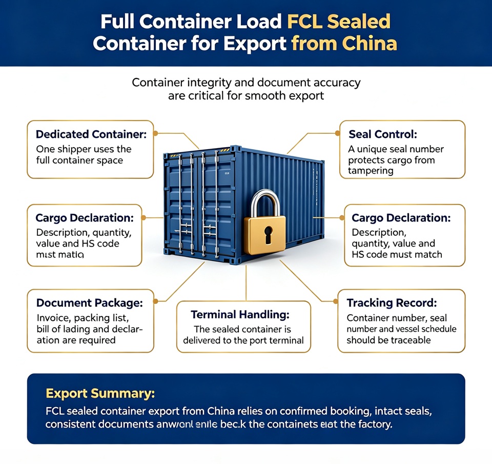 Full container load FCL sealed container for export from China