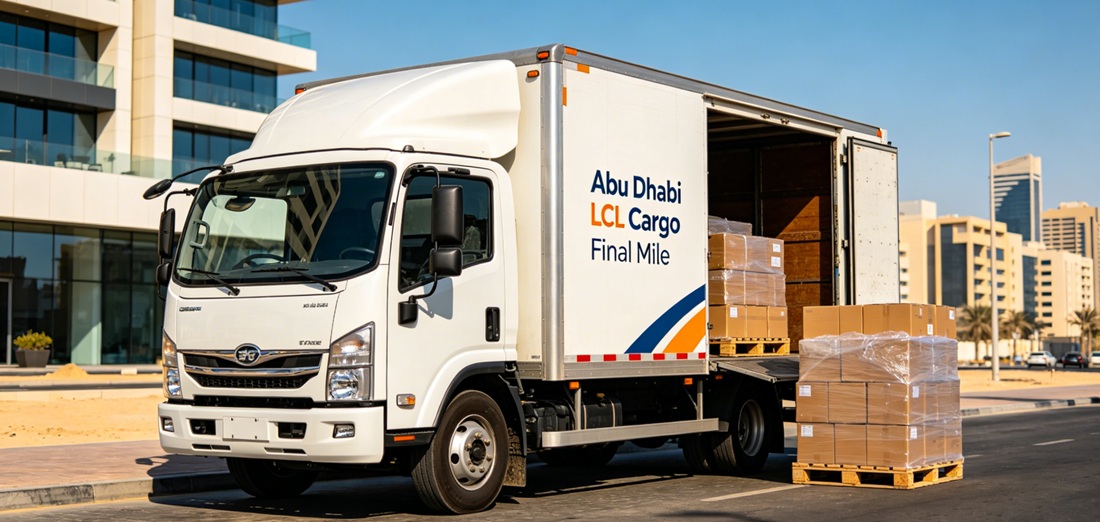 Abu Dhabi port LCL cargo delivery final mile truck
