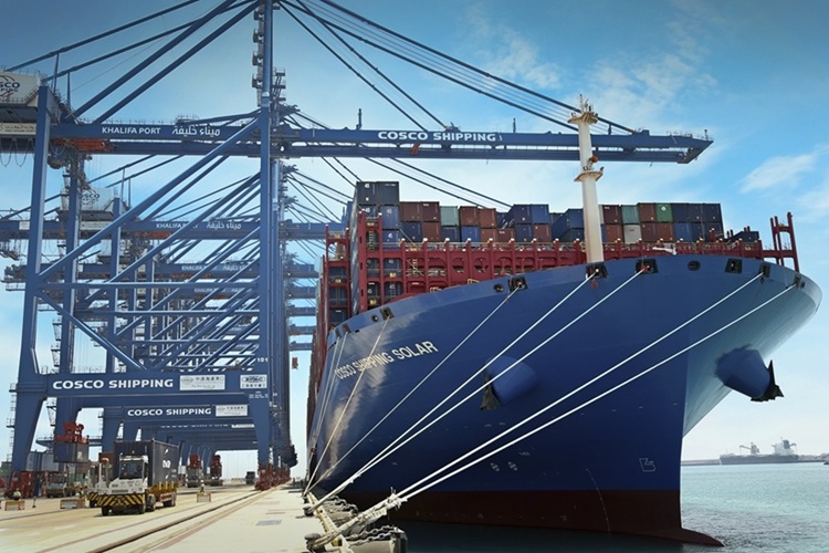 Container ship at port