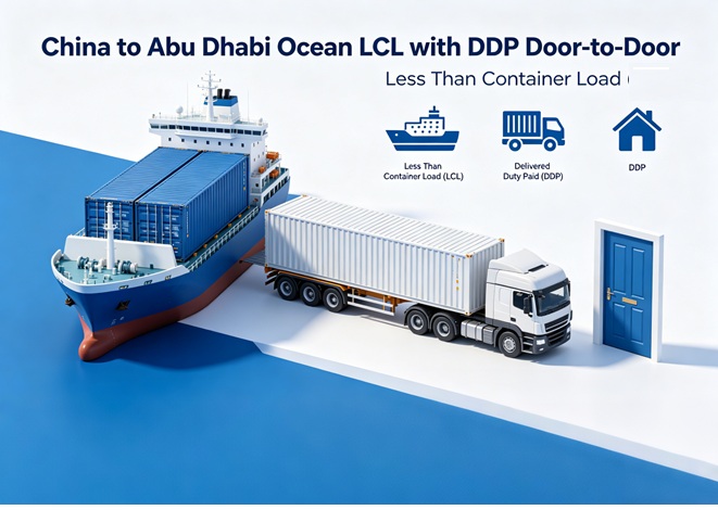 Ocean freight container loading LCL shipment from China to Abu Dhabi