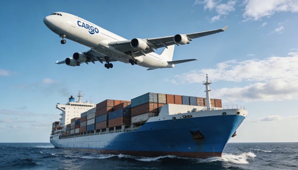Container ship and cargo plane