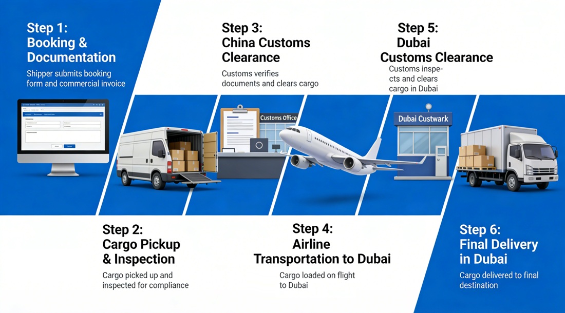 Air freight logistics process China to Dubai