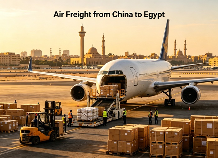 Air cargo plane shipping from China to Egypt