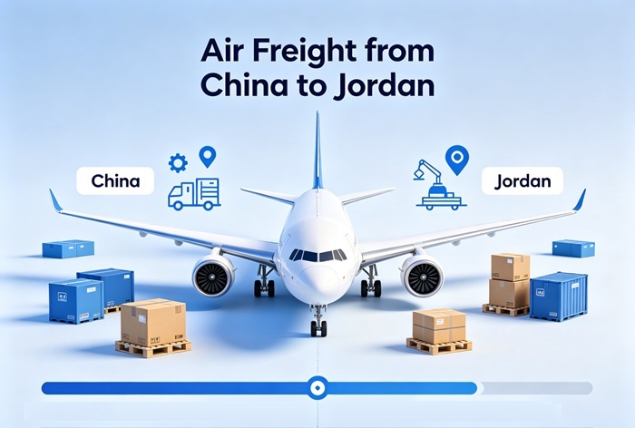 Air cargo plane shipping from China to Jordan
