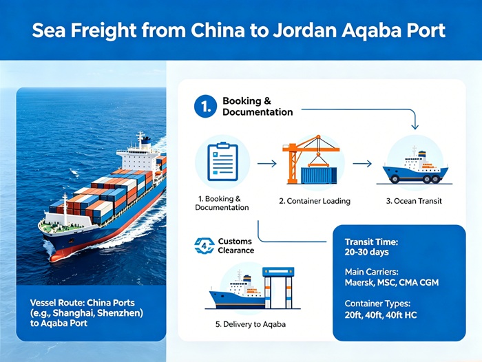 Container ship ocean freight China to Jordan