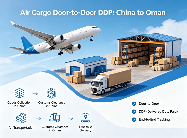 Air cargo door to door delivery truck and plane